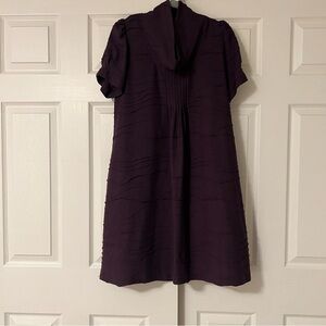 Jessica Howard Purple Mini Dress Short Sleeve Cowl Neck Lg